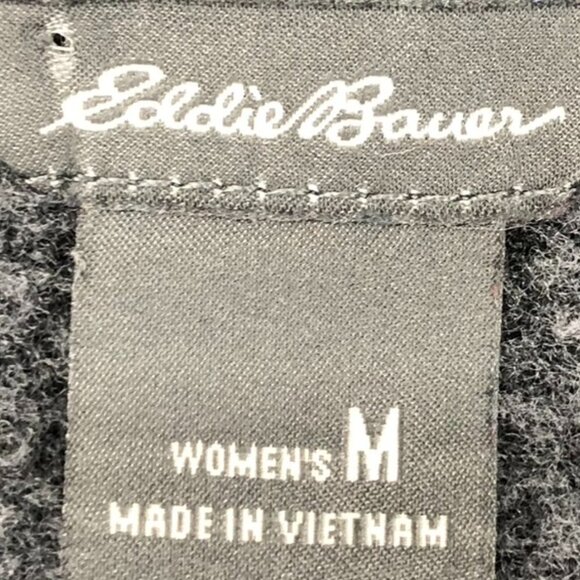 Eddie Bauer Heathered Charcoal/Dark grey Camp Fleece Wrap Cardigan Sweater M - Picture 5 of 16